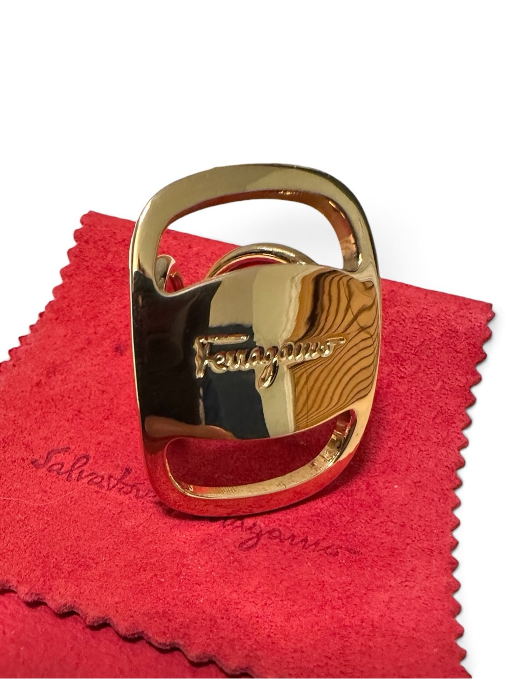 Salvatore Ferragamo Gold Tone Logo Buckle